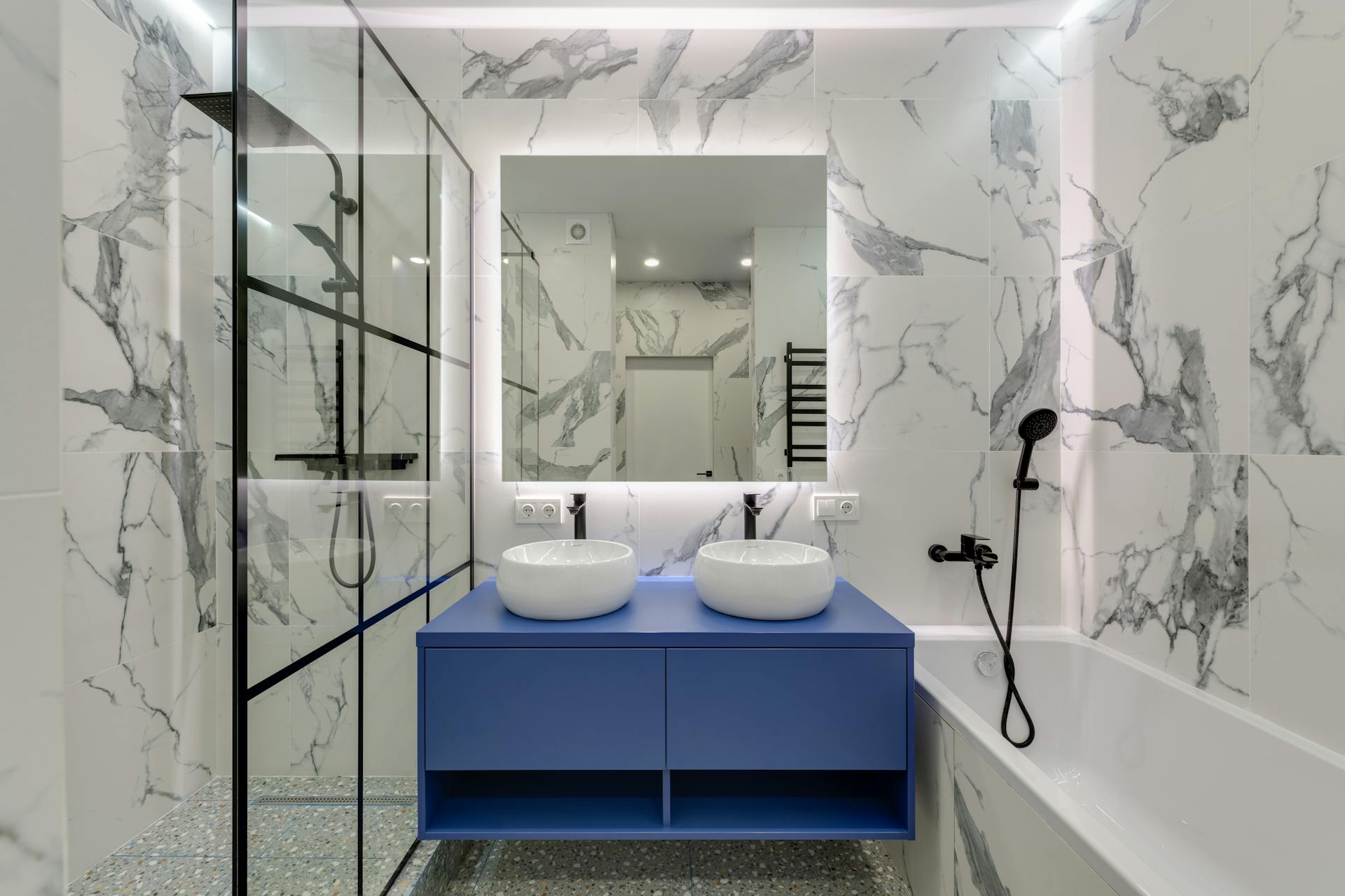 Professional bathroom fitter at work in the UK