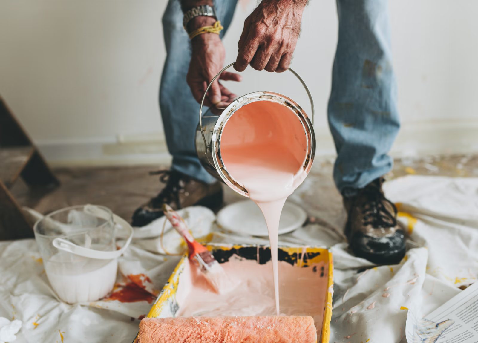 Professional painter at work in the UK